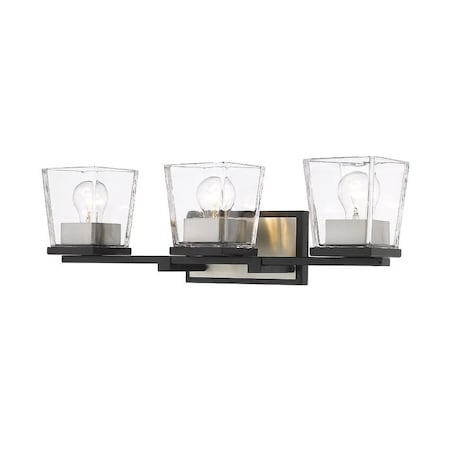 Z-Lite Bleeker Street 3 Light Vanity, Matte Black & Clear 475-3V-MB-BN